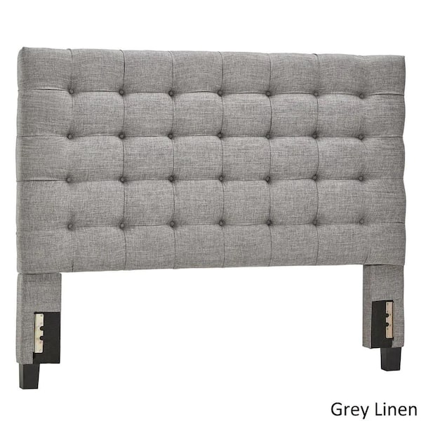 HomeSullivan Gray Button Tufted Linen King Upholstered Headboard