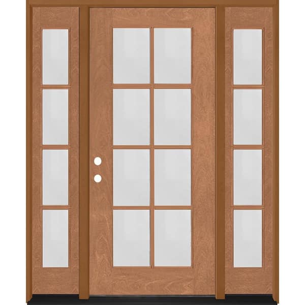 Steves & Sons Regency 64 in. x 80 in. Full Lite 8 Lite Clear Glass RH AutumnWheat Mahogany Fiberglass Prehung Front Door w/Dbl12in.SL