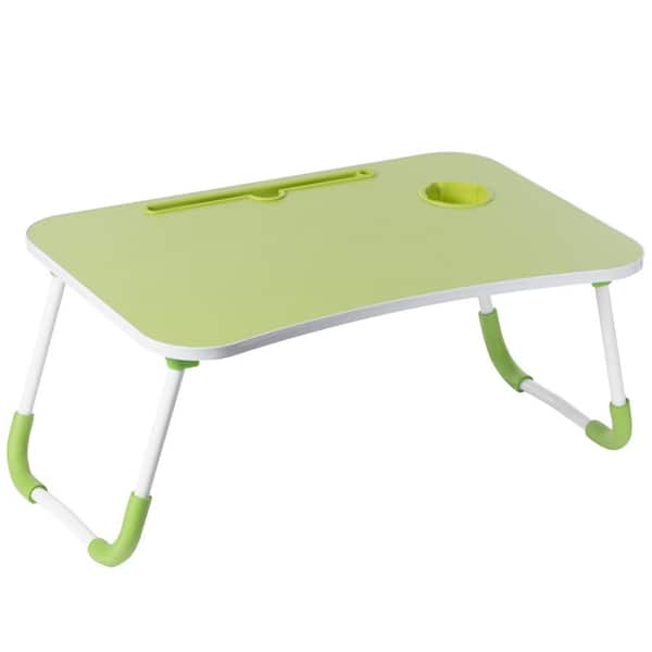 Basicwise Bed Tray Laptop Foldable Table, Kids Lap Desk Homework Table, Green