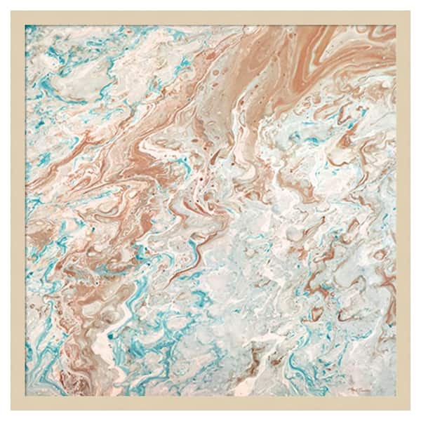Wild Lagoons Abstract by Marie Elaine Cusson 25 in. W x 25 in. H. Wood Framed Wall Art Print Framed in Brown
