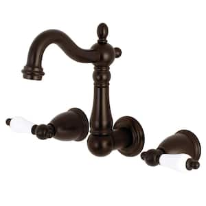 Heritage 2-Handle Wall Mount Bathroom Faucet in Oil Rubbed Bronze