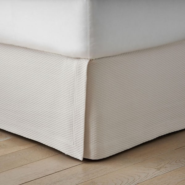 Company Cotton 18 in. Diamond Weave Ivory Full Bed Skirt