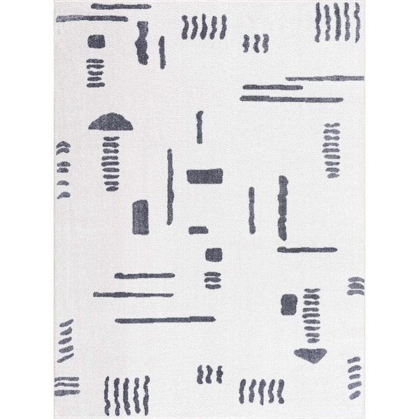 Eitan 3 ft. X 10 ft. Cream, Dark Gray Area Rug