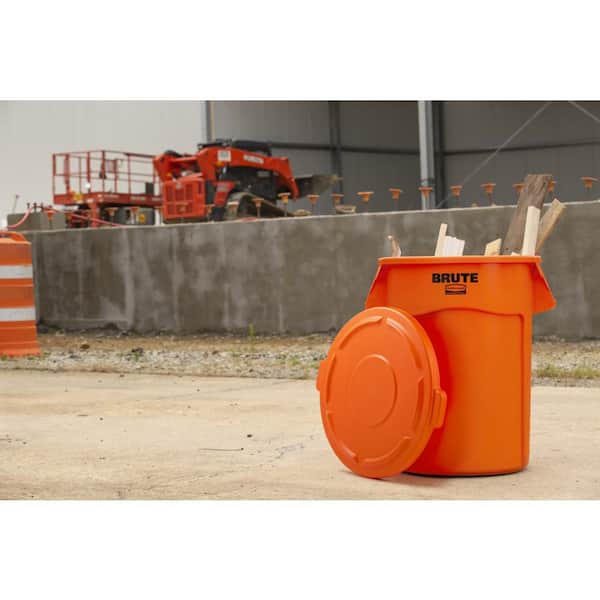 2.4 Gal. Orange Rectangular Plastic Trash Can with Push On Lid HPBVHHCL04 -  The Home Depot