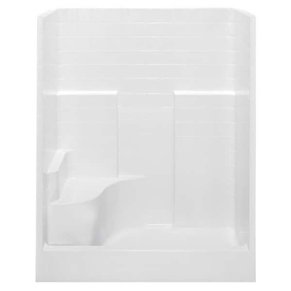 Aquatic Everyday 60 in. x 35 in. x 72 in. 1-Piece Shower Stall with Left Seat and Center Drain in White