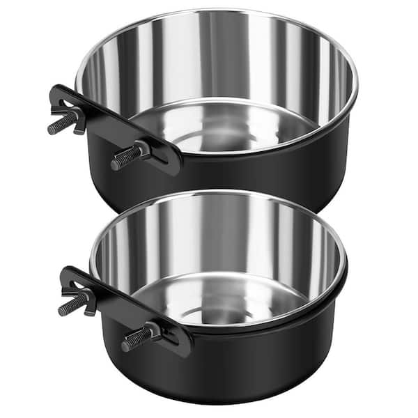 Stainless Steel No Spill Hanging Dog Crate Water and Food Bowls Pet Cage Accessories Feeder Dish 2-Pack