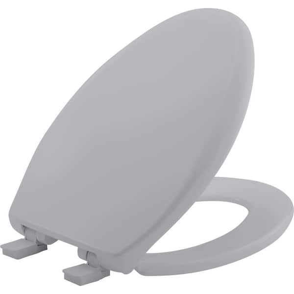 BEMIS Affinity Elongated Soft Close Plastic Closed Front Toilet Seat in Country Grey Removes for Easy Cleaning, Never Loosens