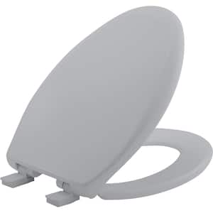 Affinity Round Soft Close Plastic Closed Front Toilet Seat in Country Grey Removes for Easy Cleaning, Never Loosens
