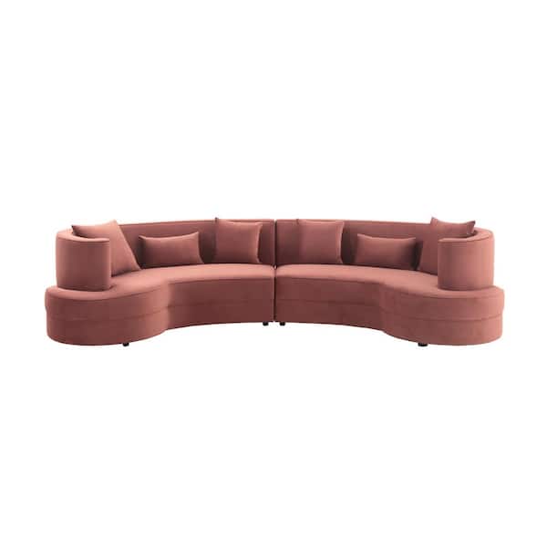 Armen Living Majestic Blush Fabric Upholstered 2-Piece Sectional Sofa