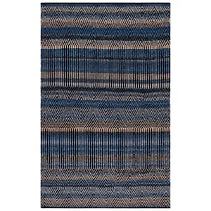 Natura Blue/Orange Doormat 3 ft. x 5 ft. Abstract Striped Area Rug