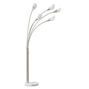 Flourish 85 in. 5-Light Brushed Nickel Dimmable LED Arch Floor Lamp with LED Bulbs