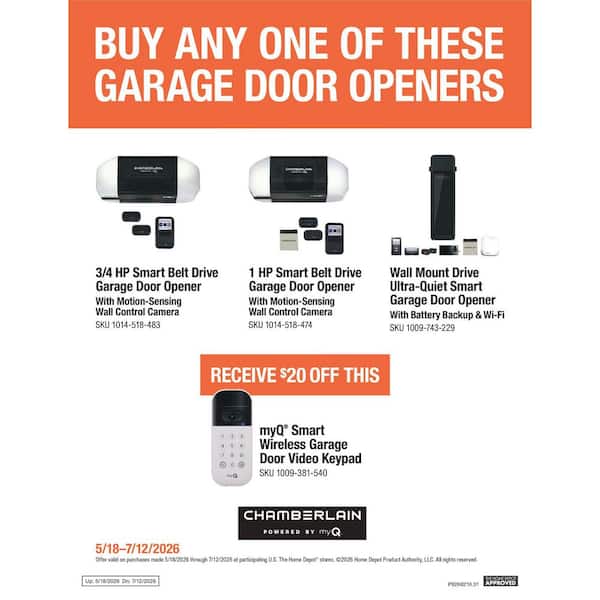 Wall Mount Drive Ultra-Quiet Smart Garage Door Opener with Battery Backup and WiFi Connection