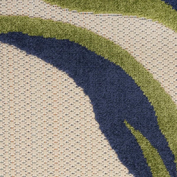 Ivory, Orange, Blue 3 ft. x 4 ft. Loomed Floral Polypropylene Rectangle Indoor/Outdoor Area Rug