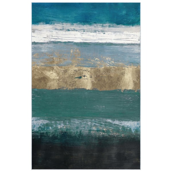 Empire Art Direct Multi-Colored 5 ft. x 8 ft. Horizons Across the Blue Washable Color Block Art Area Rug