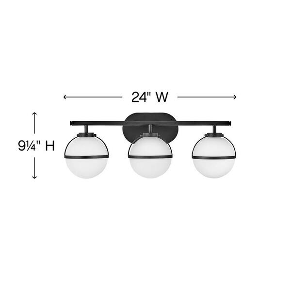 HINKLEY - Hollis 24 in. 3 Light Black Vanity Light