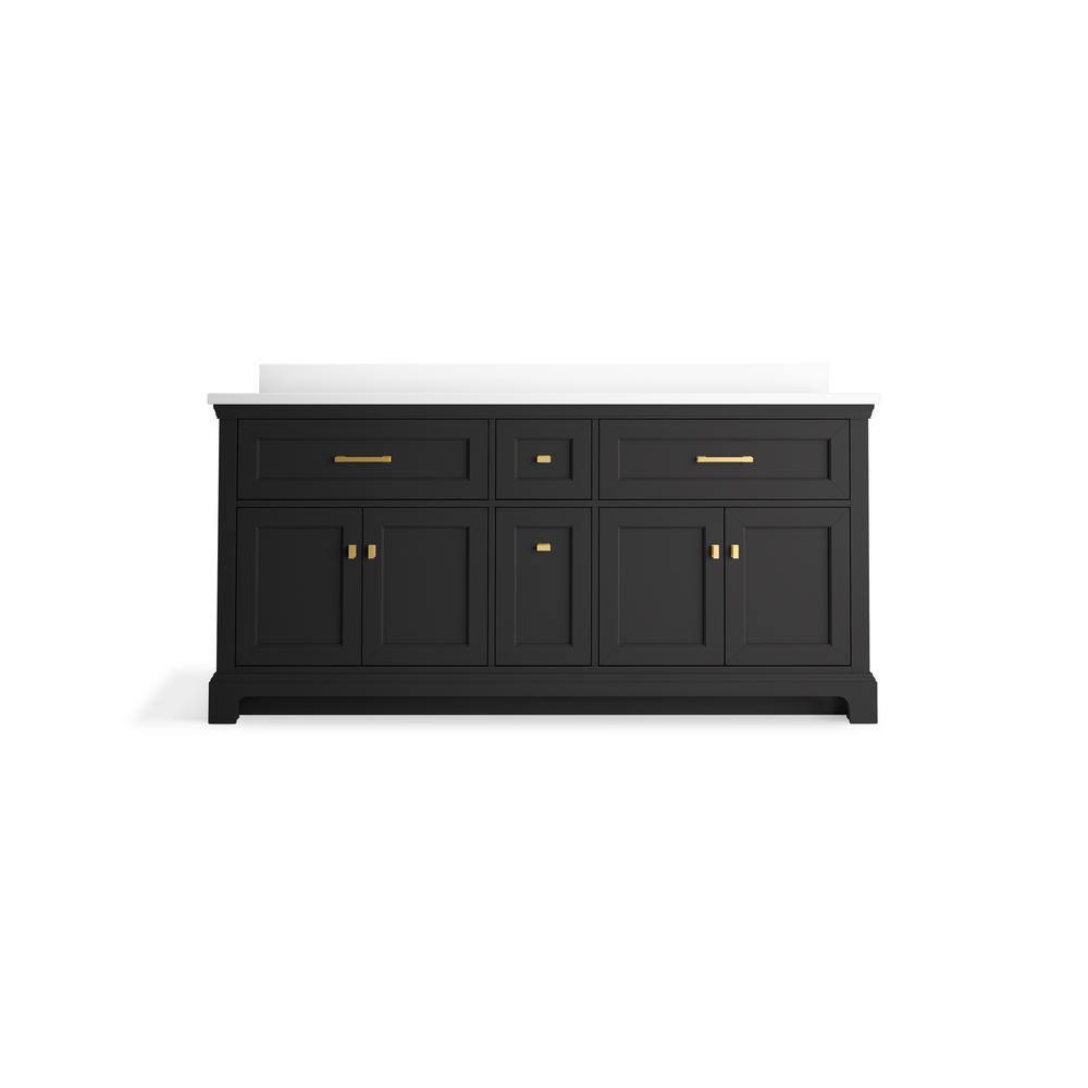 Ferrous Grey Double Sink Freestanding Bathroom Vanity with Quartz Top