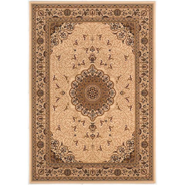 Majestic Beige Cream, Traditional 3 ft. x 2 ft. Persian Indoor Doormat Area Rug