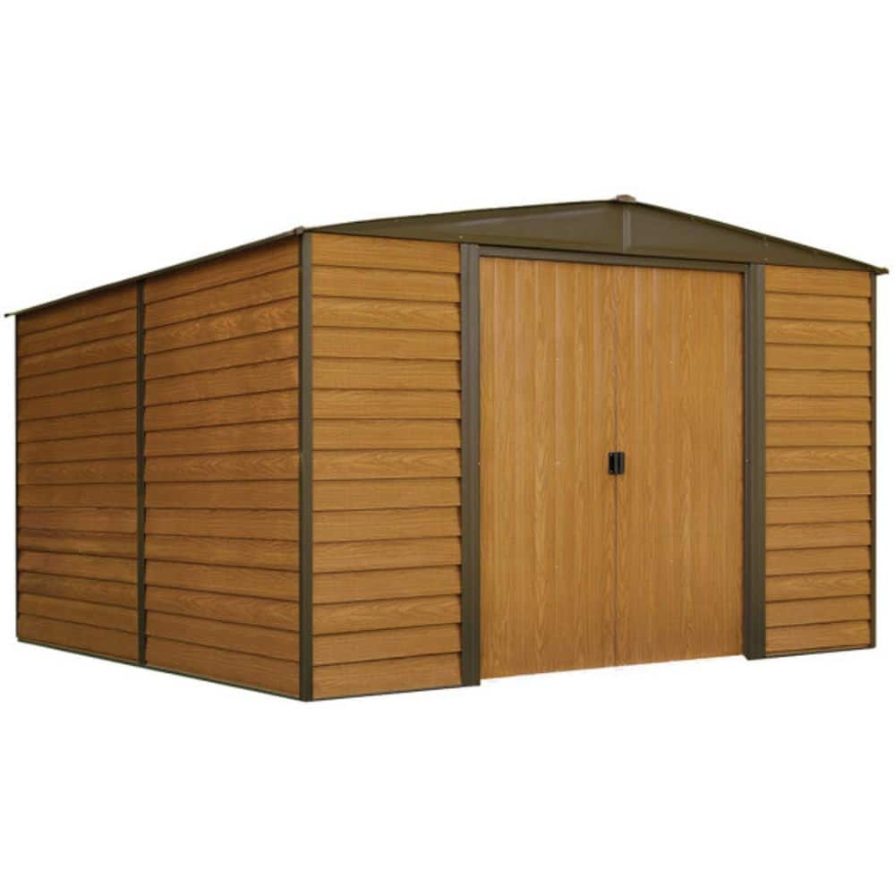 Woodridge 10' x 12' Brown Steel Storage Shed with Sliding Doors