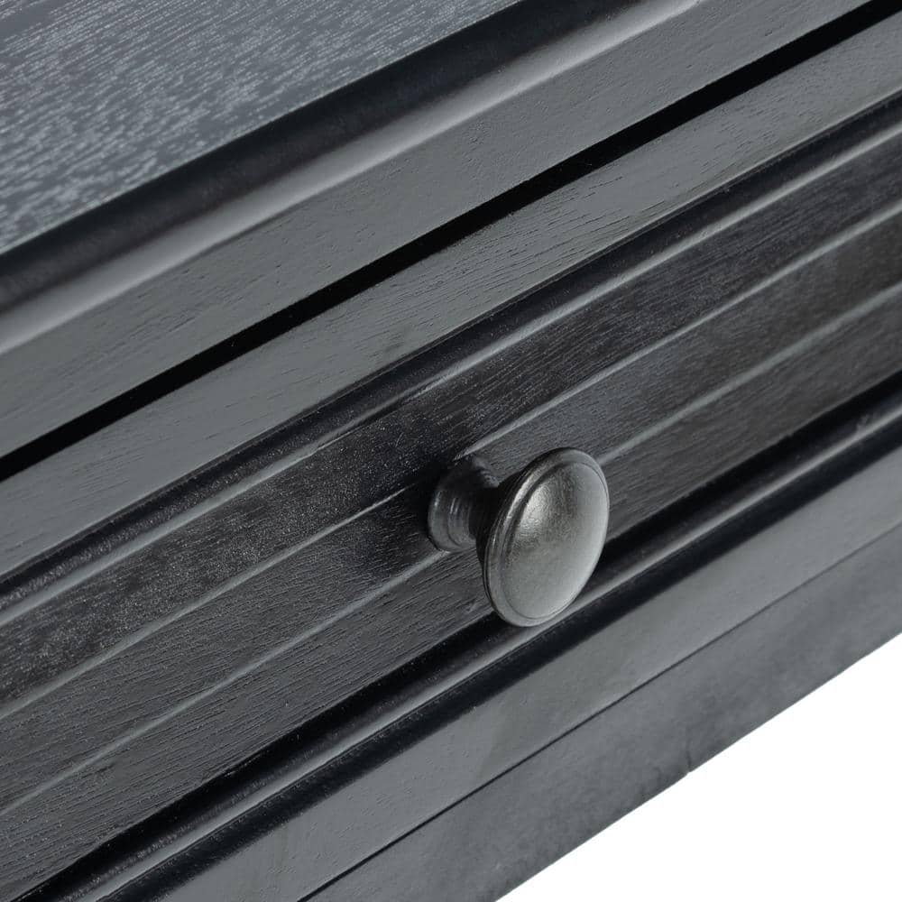 Black Wood Rectangular Accent Table with Storage Drawer