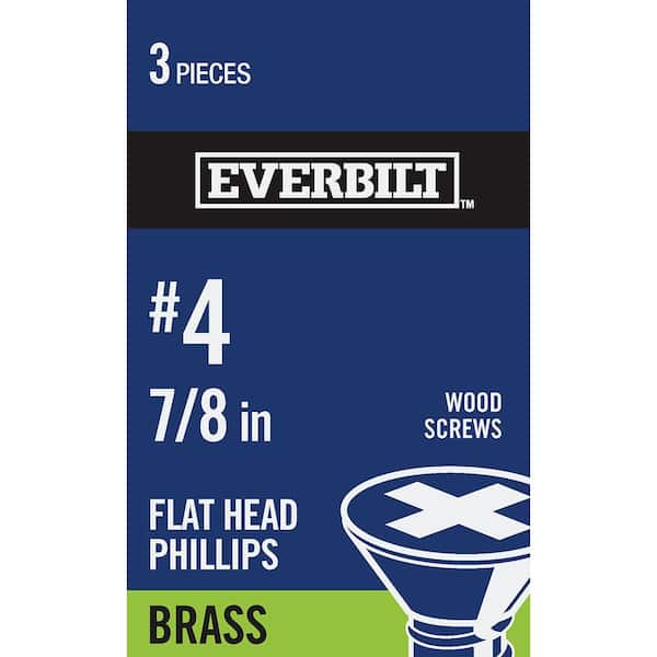 #4 x 7/8 in. Brass Phillips Flat Head Wood Screw (3-Pack)
