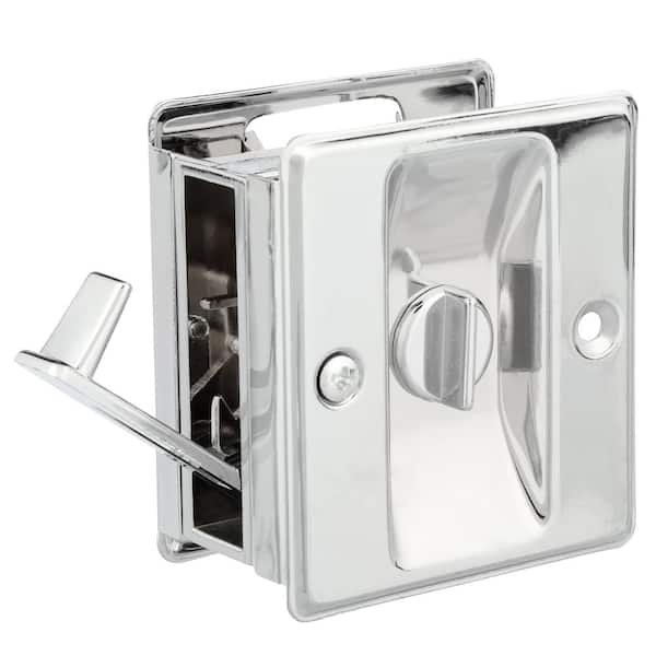 Polished Chrome, Pocket Door Privacy Lock