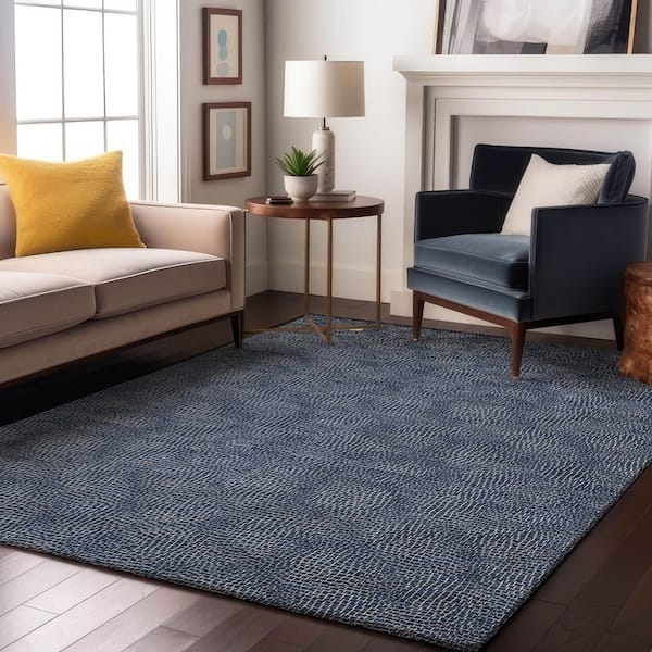Mayfield Premium Machine Washable Abstract AMF1057 Navy 9 ft. x 12 ft. Area Rug