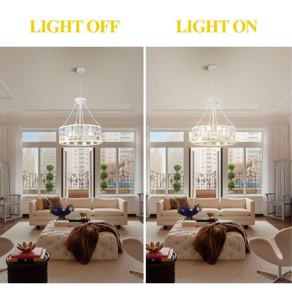 Oaks Aura Gleam 6-Light White DIY Tiffany-Inspired Chandelier