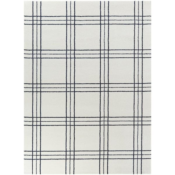 BALTA Turner White 7 ft. 10 in. x 10 ft. Plaid Area Rug