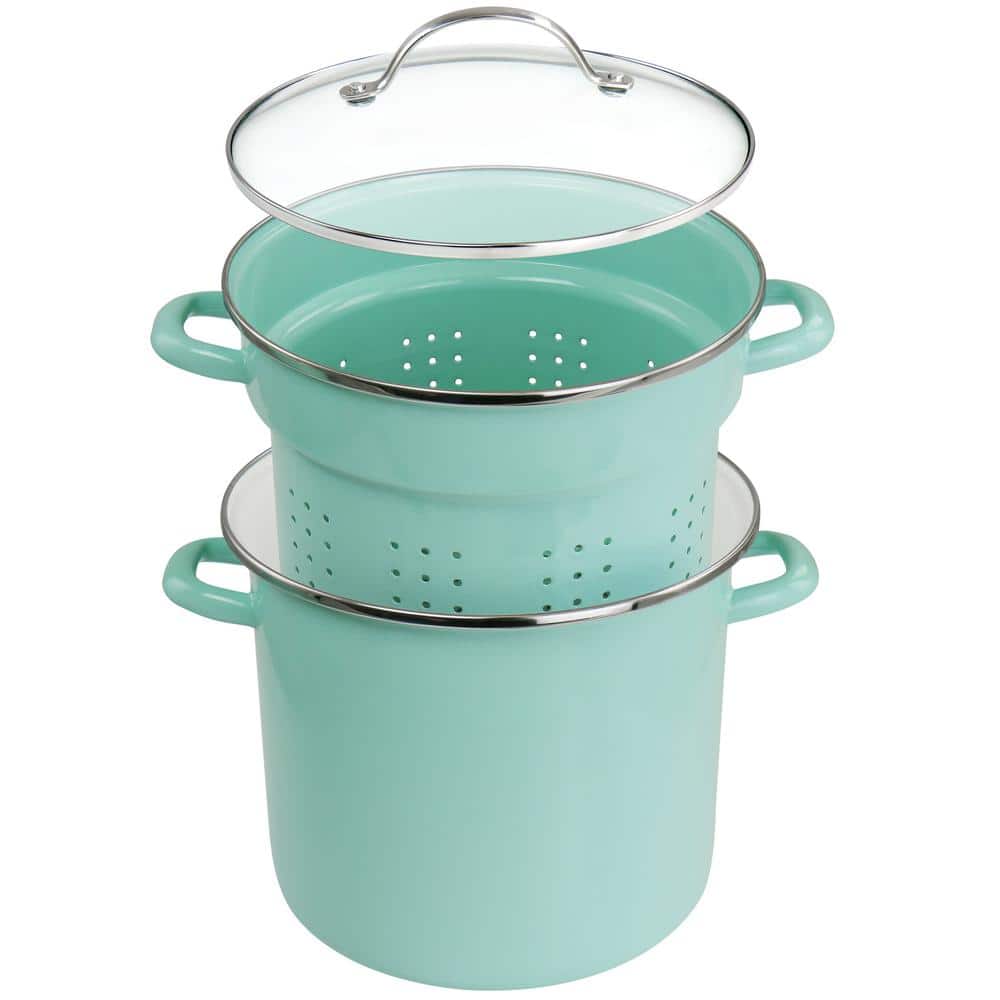 Aqua 8 Qt Stainless Steel Stock Pot with Steamer Insert