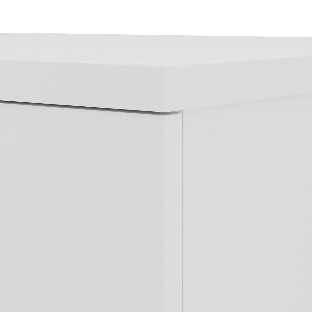 White Engineered Wood Tall Narrow Storage Cabinet with Adjustable Shelves