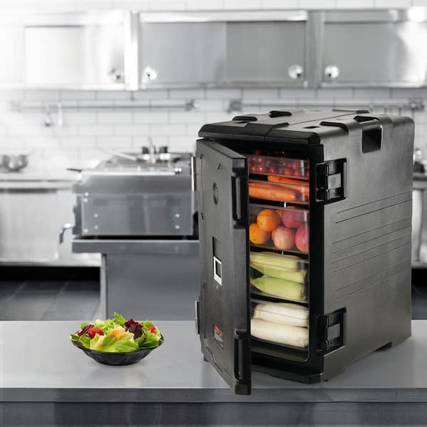 Insulated Food Pan Carrier 109 Qt. Hot Box Food Box Carrier with Double Buckles for Restaurant, Black