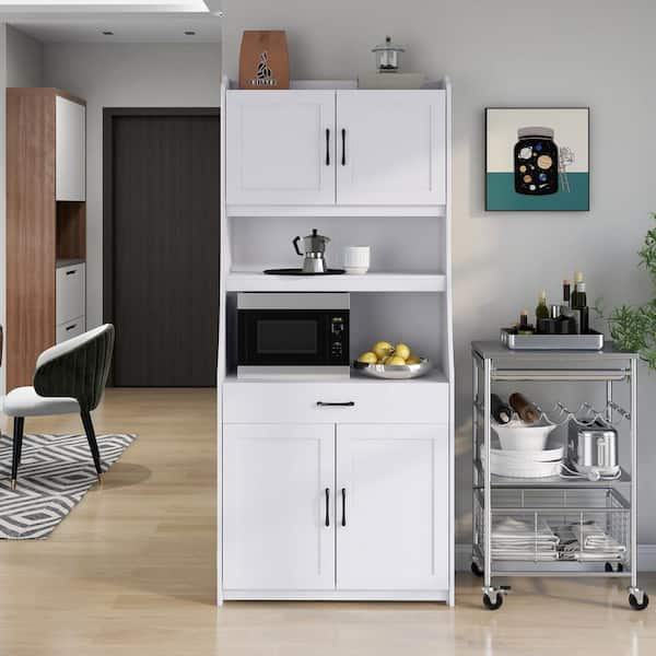 31.5 in. W x 31.5 in. D x 13.8 in. H White Linen Cabinet with Extendable  Square Cocktail Table and 4 Drawers YX-357 - The Home Depot