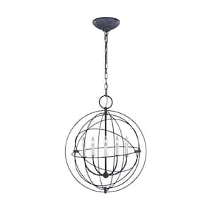 Bayberry 24 in. W x 28.625 in. H 5-Light Weathered Galvanized Medium Sphere Pendant Light, No Bulbs Included