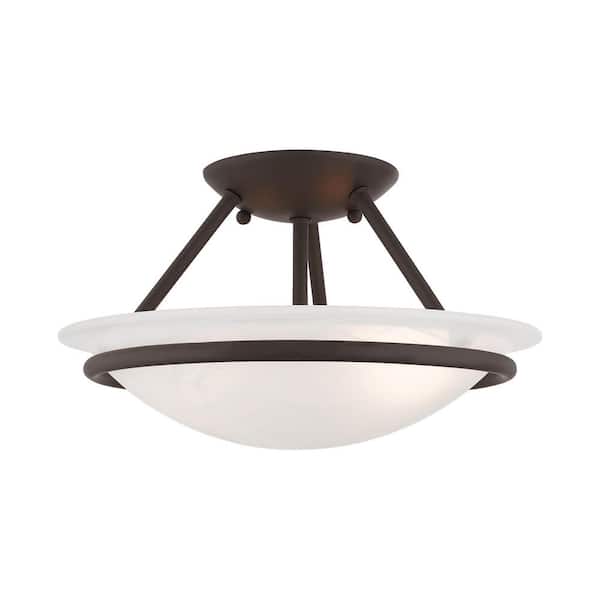 Livex Lighting Newburgh 2 Light Bronze Semi Flush Mount