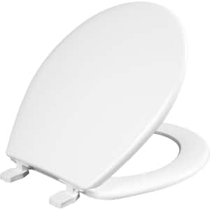 Elongated Closed Front Plastic Toilet Seat in White