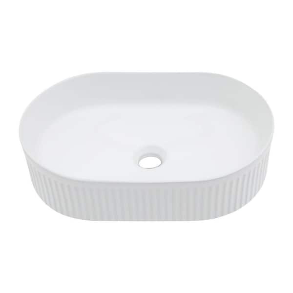 Miscool Anky 19.31 in. W Vessel Bathroom Sink in White Ceramic