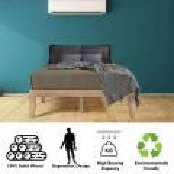 Natural Finish Full Size Wooden Bed Frame with Slats