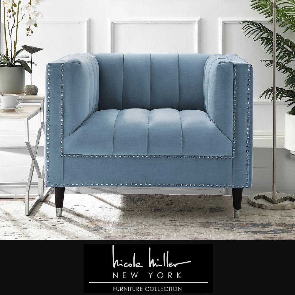 slate blue velvet chair