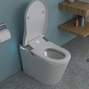 Electric Bidet Seat for Elongated Toilets 1.28 GPF with Smart Remote, Auto Open/Close, LED Display, Night Light in White