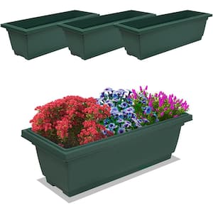 Rectangular Plastic Planters 21.75 in. 4-Pack - Window Planter Box for Outdoor and Indoor Herbs, Vegetables