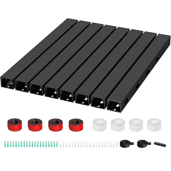 Magnetic Cable Raceway Under Desk with Large Holes for Cord Management, Computer Network Power TV Cables 8PCS Black