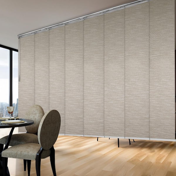 EMOH Hemp 130 in. to 175 in. W x 94 in. L Adjustable 8- Panel Satin Nickel Double Rail Panel Track with 23.5 in. Slates