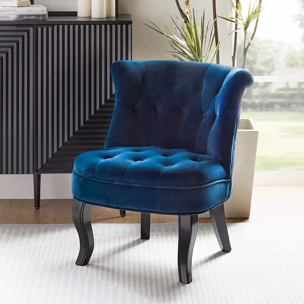 14 Karat Home Bonazzi Modern Navy Velvet Contemporary Accent Chair