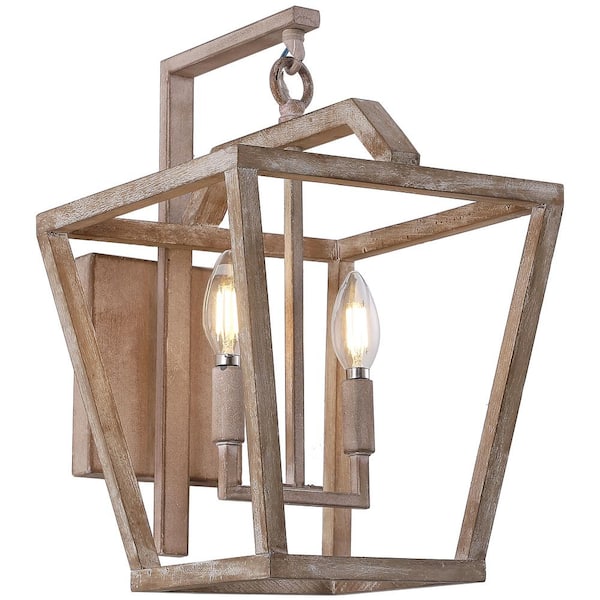 Bella Depot Example: 12.2 in. 2-Light Vintage Burlywood Modern Industrial Wall Sconce with Light Kit
