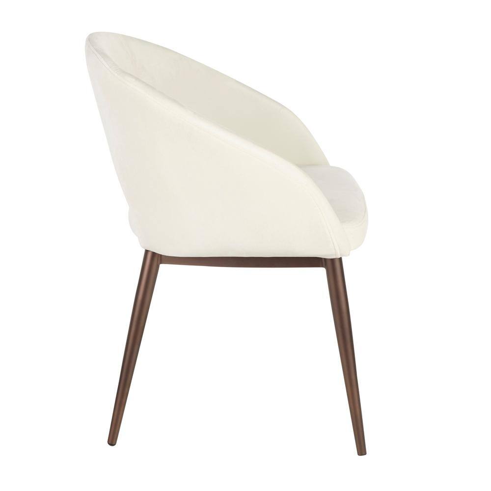 Cream Velvet Arm Chair with Copper Metal Legs