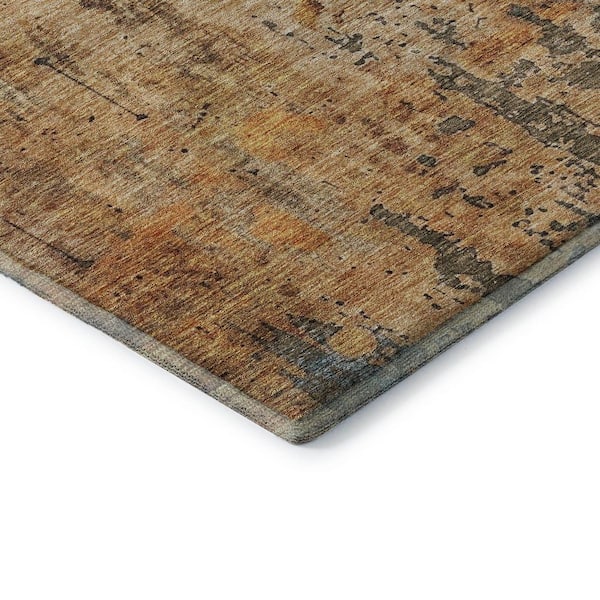 Mayfield Premium Machine Washable Abstract AMF1203 Copper 3 ft. x 5 ft. Area Rug