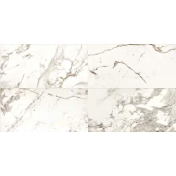 Daltile Marble View Calacatta Polished 12 in. x 24 in. Color Body Porcelain Floor and Wall Tile (15.12 sq. ft. / case)