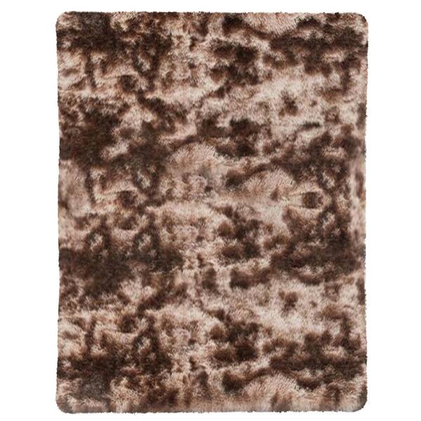 Latepis Plush Shag Brown 3 ft. x 4 ft. Solid Polyester Area Rug