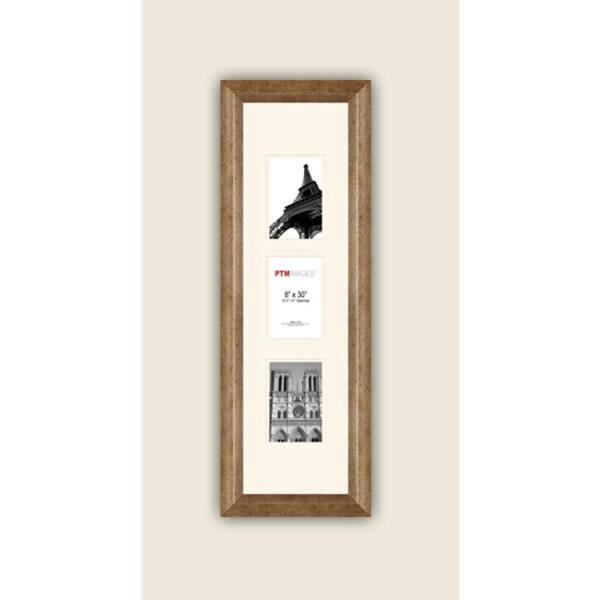 PTM Images 3-Opening Vertical 4 in. x 6 in. White Matted Champagne Photo Collage Frame