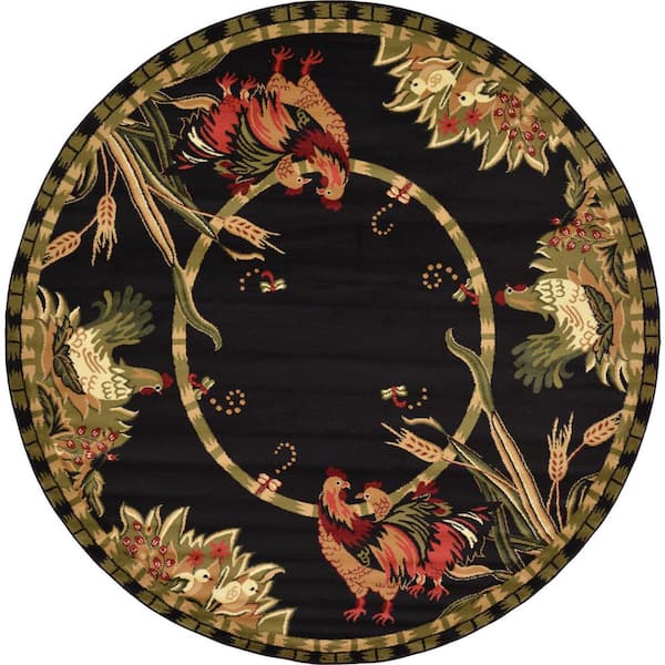 Barnyard Farm Black 8' 0 x 8' 0 Round Rug